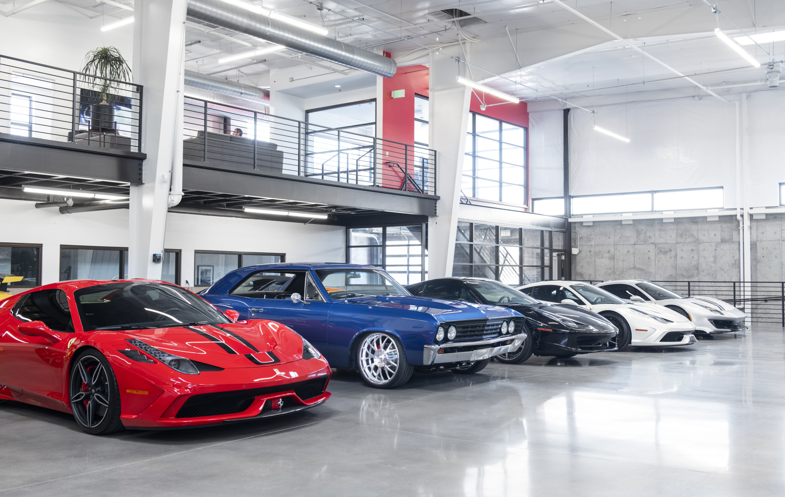 Exotic cars stored in a secure climate-controlled facility